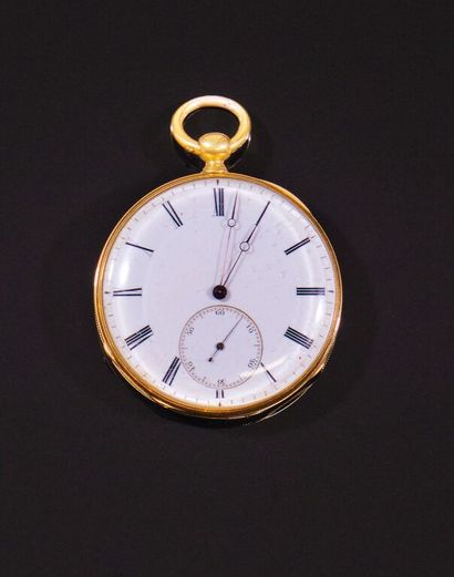 Ensemble de QUATRE MONTRES de poche en or...