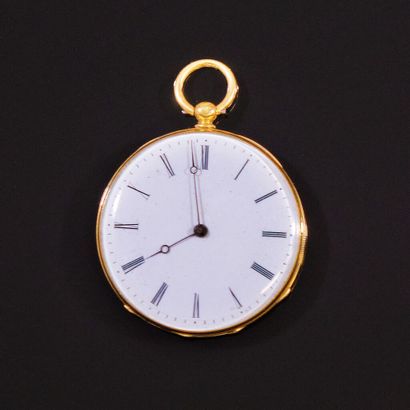 Ensemble de QUATRE MONTRES de poche en or...