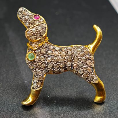 BROCHE en alliage d'or jaune 375 ‰ partiellement...