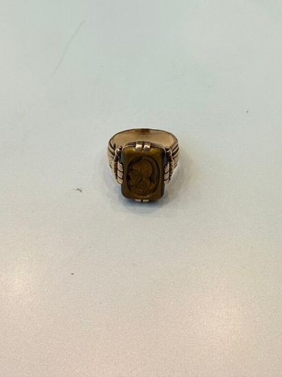 BAGUE de type chevalière en or rose 750‰...