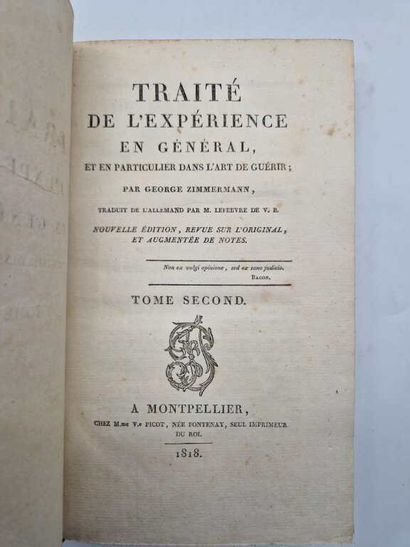 ZIMMERMANN, George. Traité de l'Expérience...