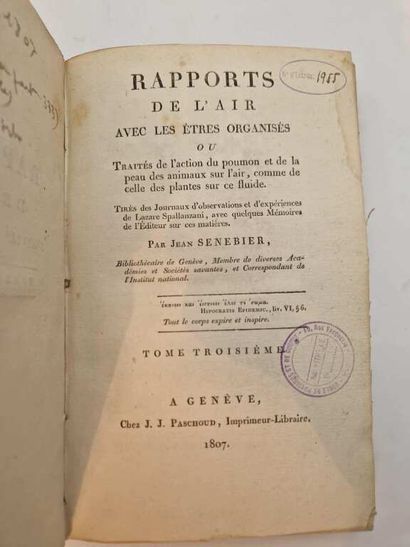 SENEBIER, Jean. Rapports de l'Air avec les...
