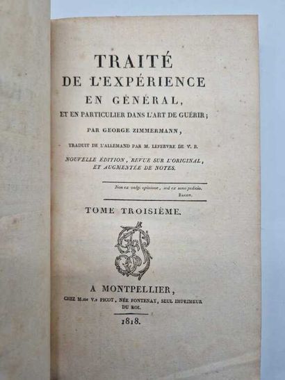 ZIMMERMANN, George. Traité de l'Expérience...