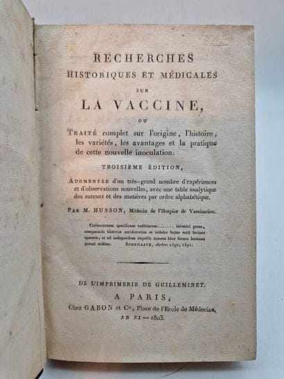 HUSSON, Henri Marie. Recherches Historiques...