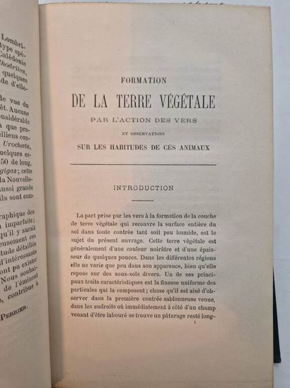 DARWIN, Charles. Rôle des Vers de Terre dans...