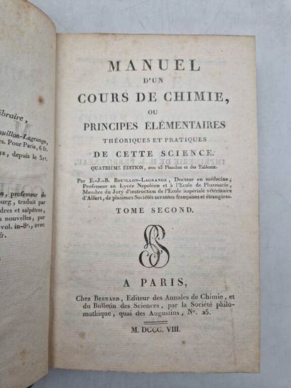 BOUILLON-LAGRANGE. Manuel d'un Cour de Chimie,...