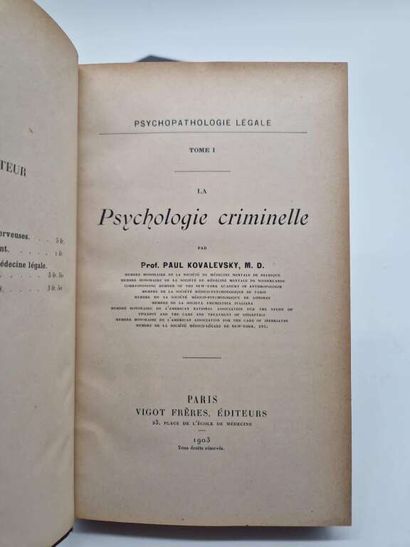KOVALEVSKY, Paul. Forensic psychopathology....