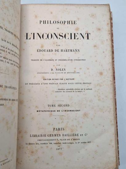 HARTMANN, Edouard de. Philosophie de l'Inconscient....