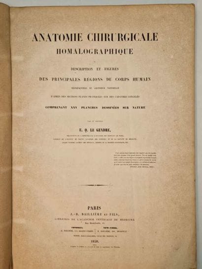 LE GENDRE, Eugène Quintien. Anatomie Chirurgicale...