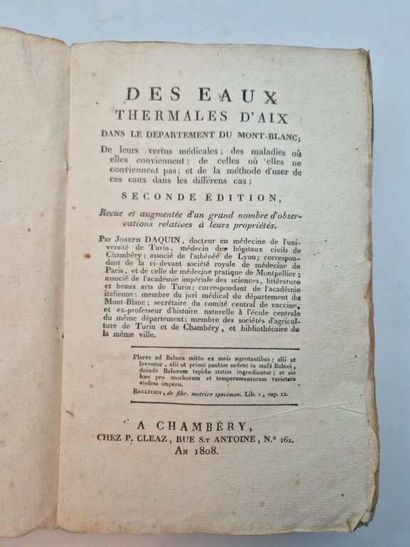 DAQUIN, Joseph. Des Eaux Thermales d'Aix...