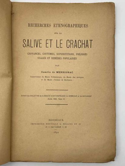 MENSIGNAC, Camille de. Recherches ethnographiques...