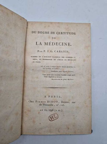 CABANIS, Pierre Jean Georges. Du Degré de...
