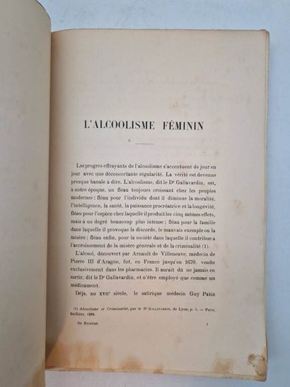 RYCKERE, Raymond de. L'Alcoolisme Féminin....