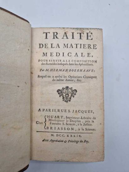 BOERHAAVE, Herman. Traité de la Matière Médicale...