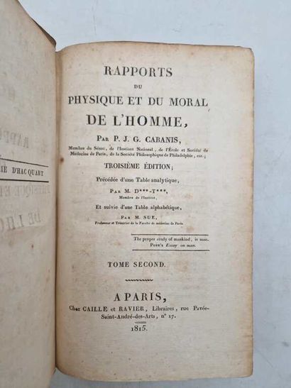 CABANIS, Pierre Jean Georges. Rapports du...