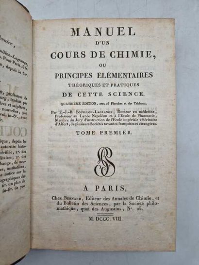 BOUILLON-LAGRANGE. Manuel d'un Cour de Chimie,...