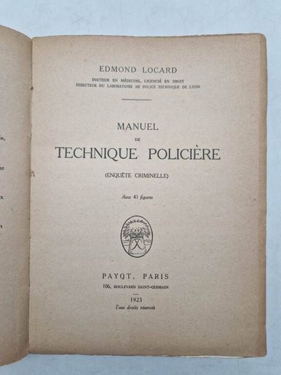 LOCARD, Edmond. Manuel de Technique Policière...