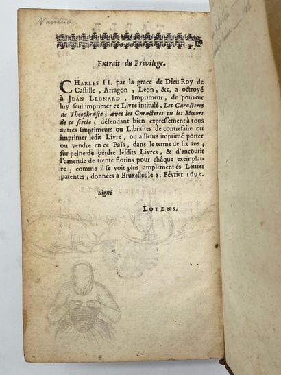 LA BRUYERE, Jean de. Les Caractères de Theophraste...