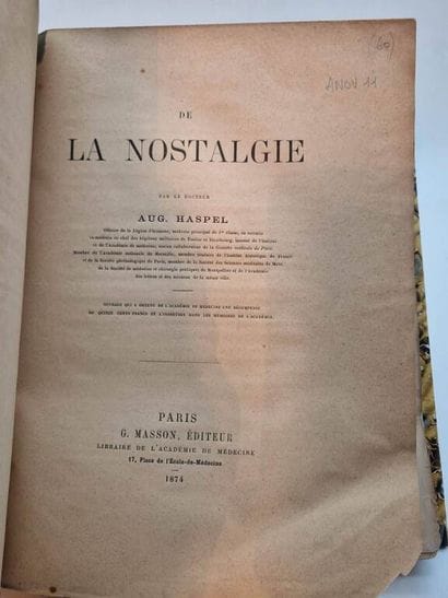 HASPEL, Auguste. De la Nostalgie, published...