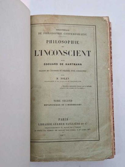 HARTMANN, Edouard de. Philosophie de l'Inconscient....