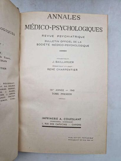 [PSYCHIATRY]. Annales Médico-Psychologiques....