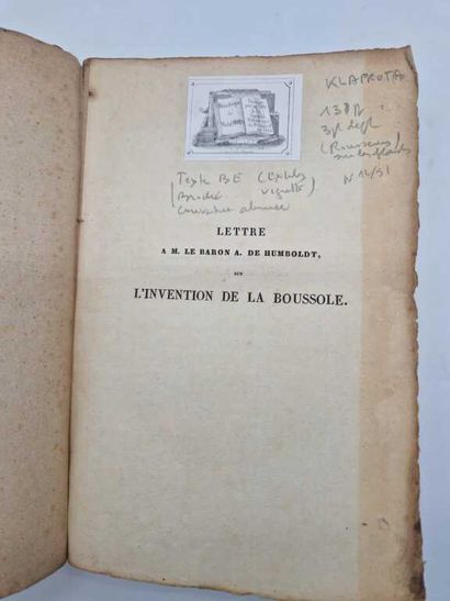 KLAPROTH, Julius. Lettre à M. le baron A....