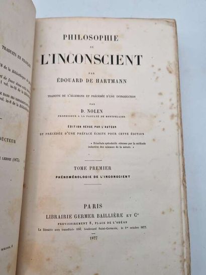 HARTMANN, Edouard de. Philosophie de l'Inconscient....