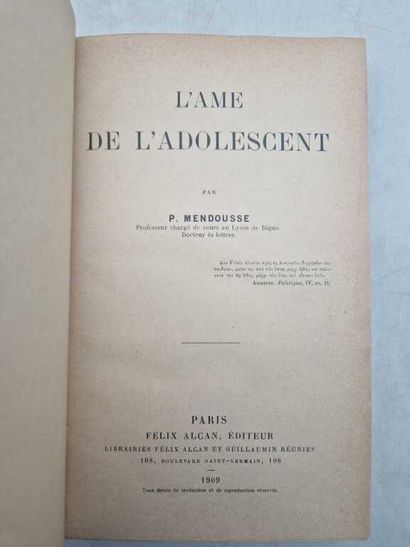 MENDOUSSE, Pierre. L'Âme de l'Adolescent....