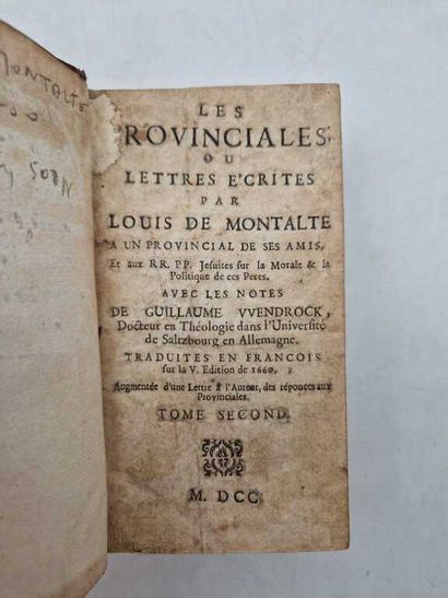 PASCAL, Blaise. Les Provinciales ou Lettres...