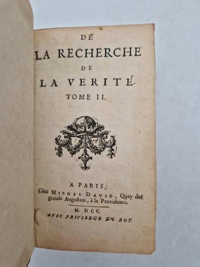 MALEBRANCHE. De la Recherche de la Vérité....