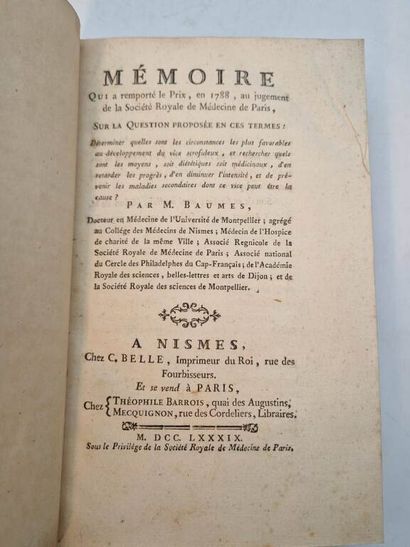 BAUMES, Jean Baptiste Théodore. Mémoire [...]...