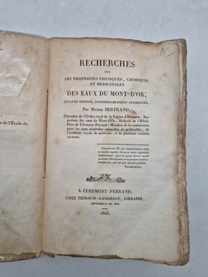 BERTRAND, Michel. Recherches sur les Propriétés...