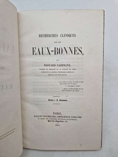 CAZENAVE, Edouard. Recherches Cliniques sur...