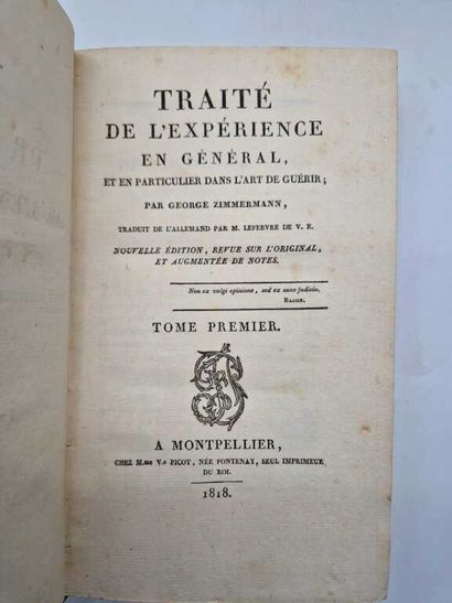 ZIMMERMANN, George. Traité de l'Expérience...