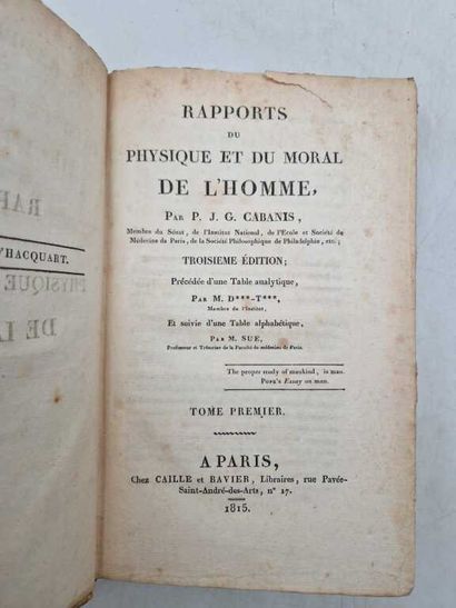 CABANIS, Pierre Jean Georges. Rapports du...