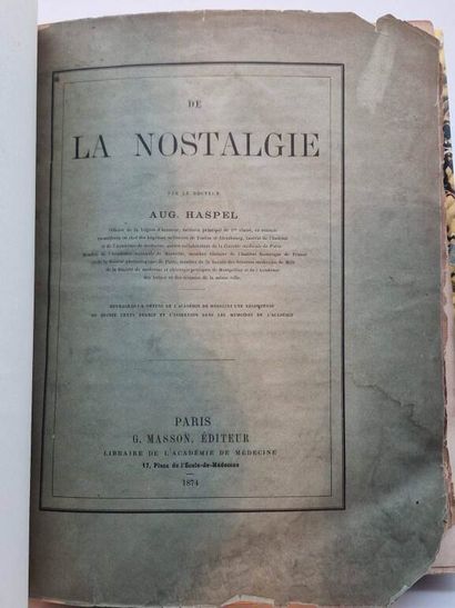 HASPEL, Auguste. De la Nostalgie, published...