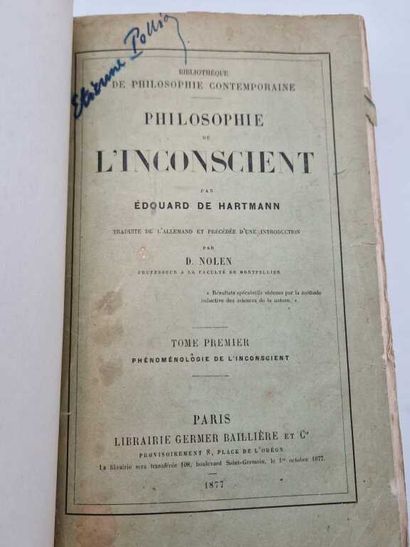 HARTMANN, Edouard de. Philosophie de l'Inconscient....