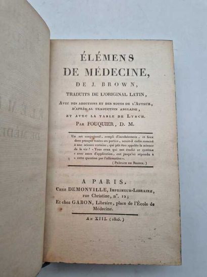 BROWN, John. Elémens de Médecine de J. Brown,...