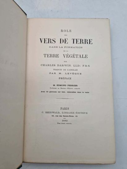 DARWIN, Charles. Rôle des Vers de Terre dans...