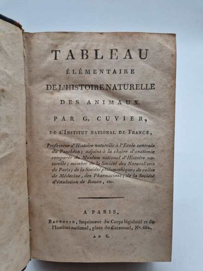 CUVIER, Georges. Tableau Elémentaire de l'Histoire...