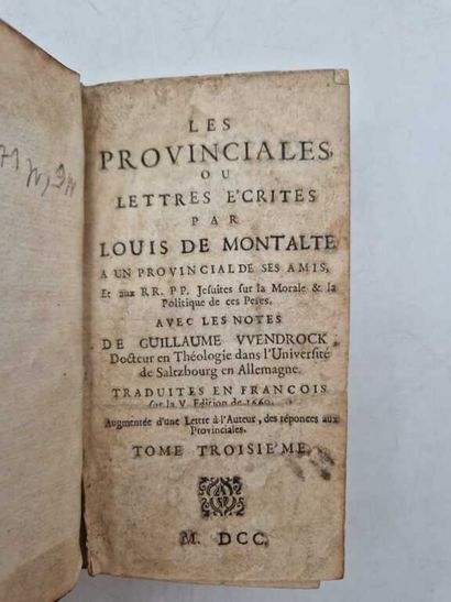 PASCAL, Blaise. Les Provinciales ou Lettres...