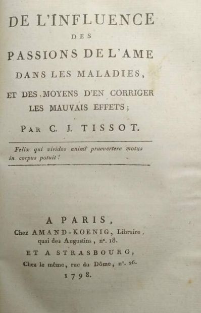 TISSOT, Clément Joseph. Du régime diététique...