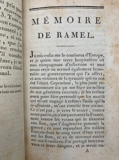 RAMEL, Jean-Pierre. Mémoire de l'adjudant-général...