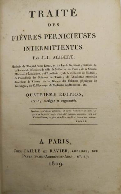 ALIBERT, Jean-Louis. Traité des fièvres pernicieuses...