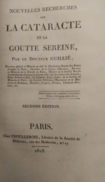 [OPHTHALMOLOGY]. GUILLIE, Sébastien. Nouvelles...