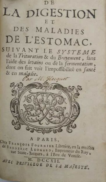HECQUET, Philippe. De la digestion et des...