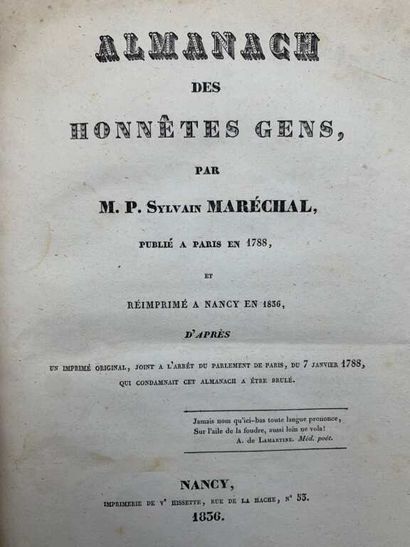 MARÉCHAL, Sylvain. Almanach des honnêtes...