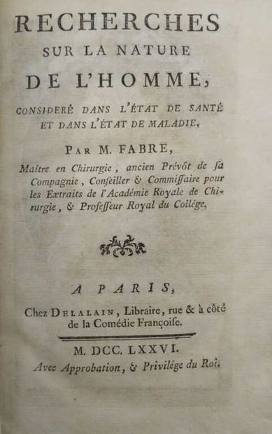 FABRE. Recherches sur la nature de l'homme,...