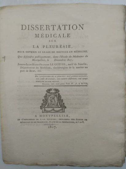 [MANETTE - MEDICINE]. Set of 5 theses including:...
