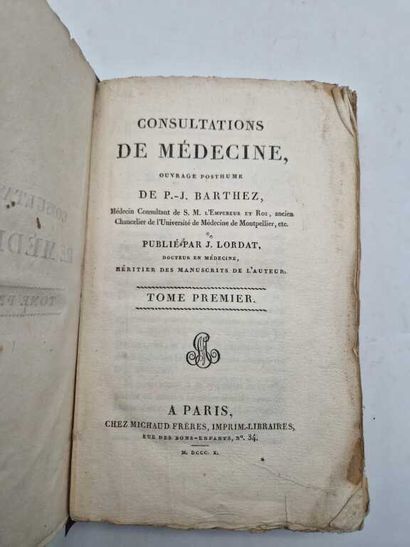 BARTHEZ, Paul-Joseph. Consulatations de Médecine.
Published...